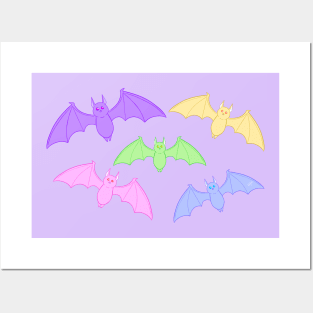 Kawaii Pastel Halloween Bat Design Posters and Art